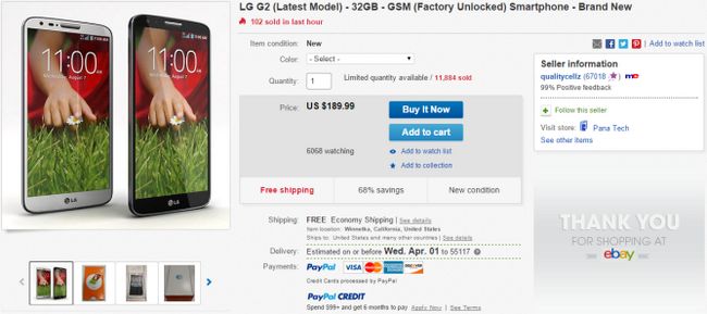 Fotografía - [Actualización: Es volver] [Trato Alerta] Desbloqueado LG G2 a la venta por $ 189.99 A través de ofertas diarias eBay